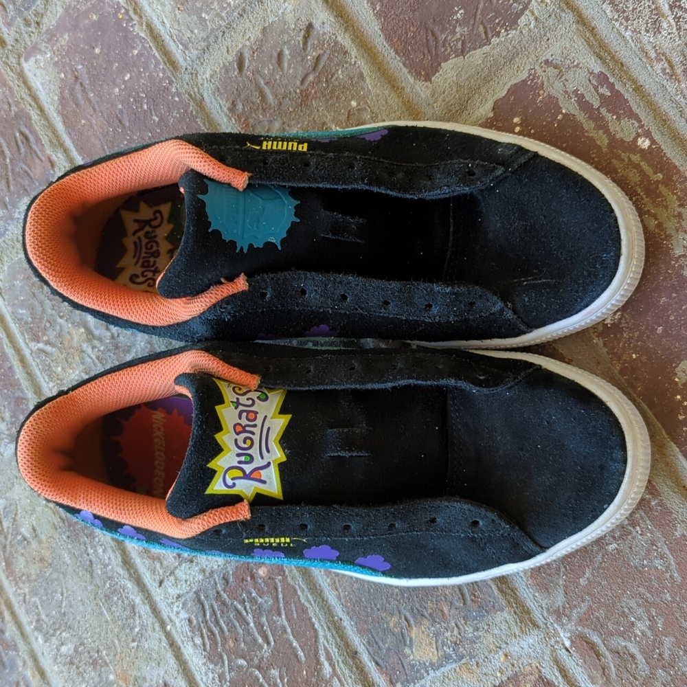 Puma Suede Nickelodeon Rugrats Black Orange Purple Teal Leather Low Top Sneakers